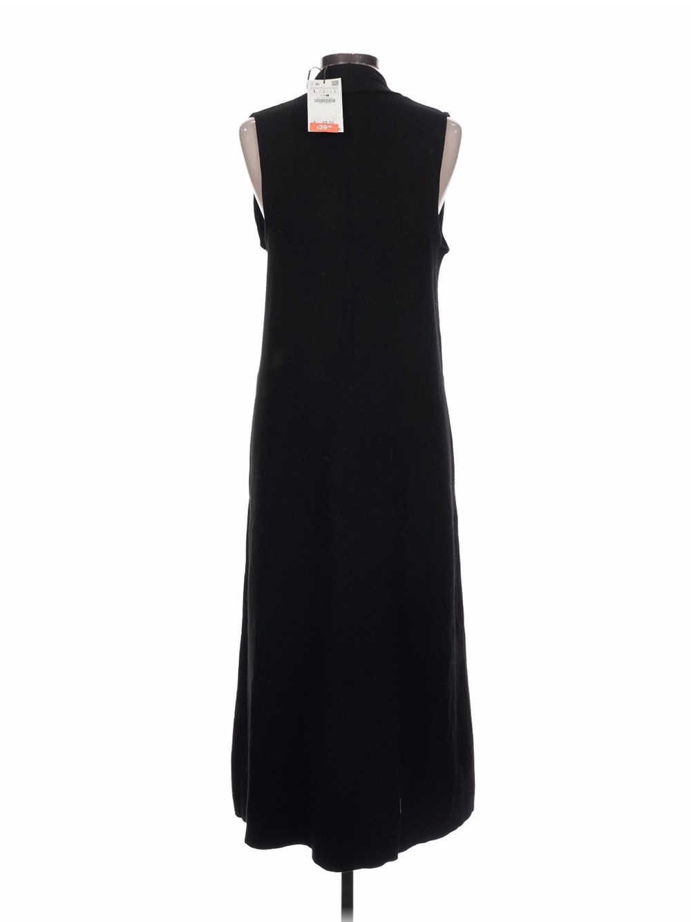 NWT Zara Knit Sleeveless Double-Breasted Black Midi Dress - Picture 5 of 7